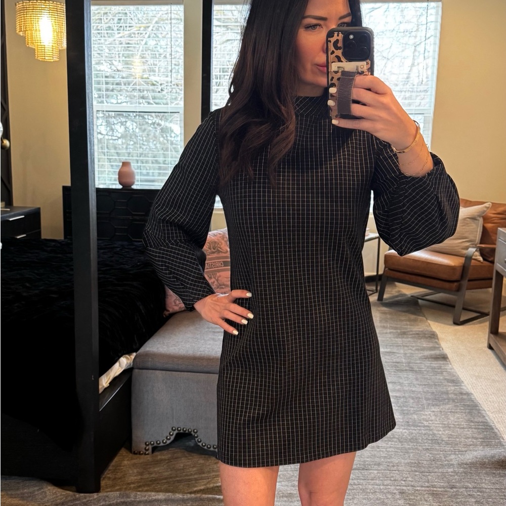 Elegant Black Checkered Dress